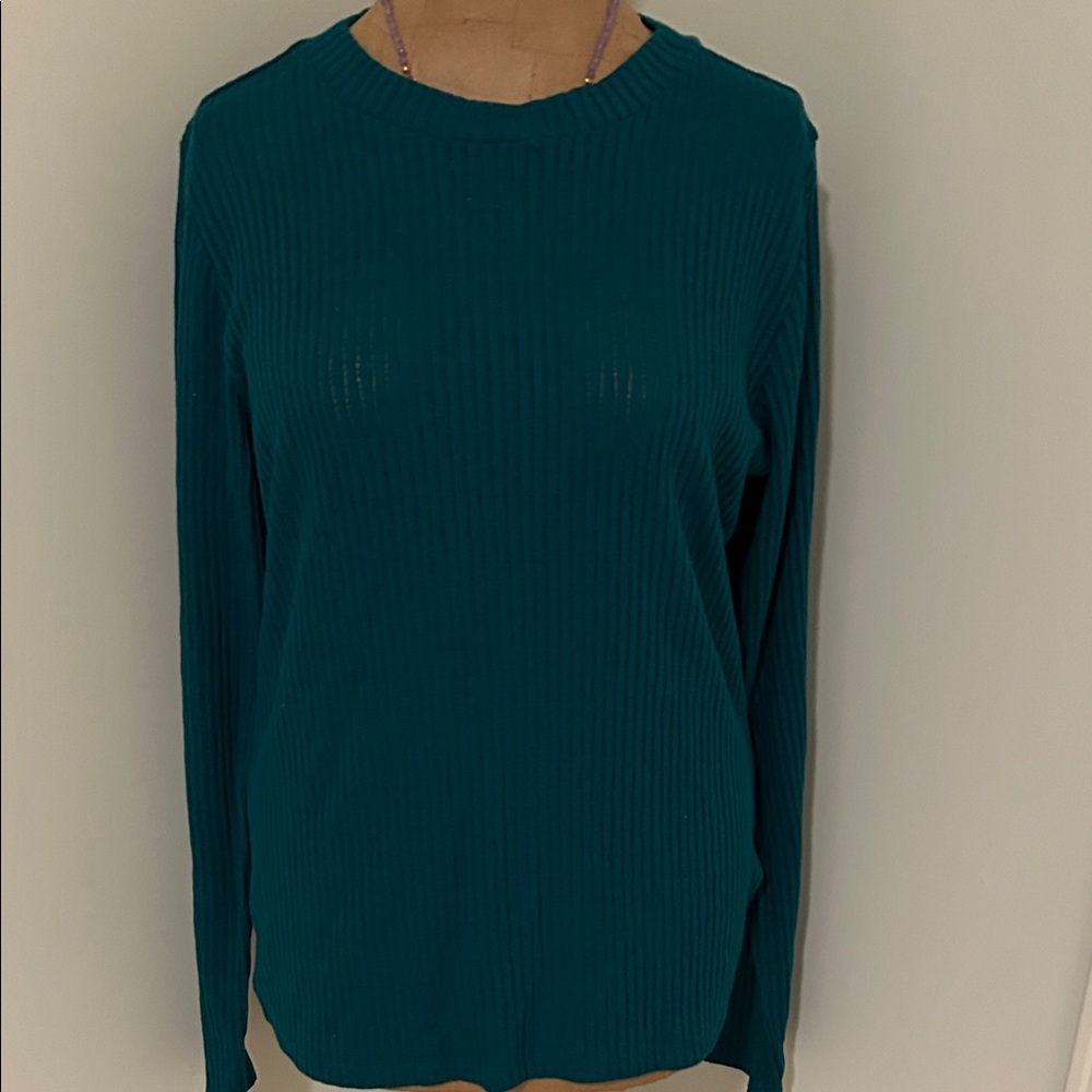 Pilcro Turquoise Ribbed Long Sleeve Top